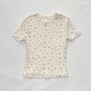 Skims Cotton Rib T-shirt - Marigold Rose Print - XS
